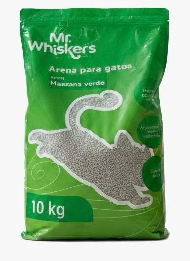 arena sanitaria comun Mrwhiskers 10 kg manzana verde